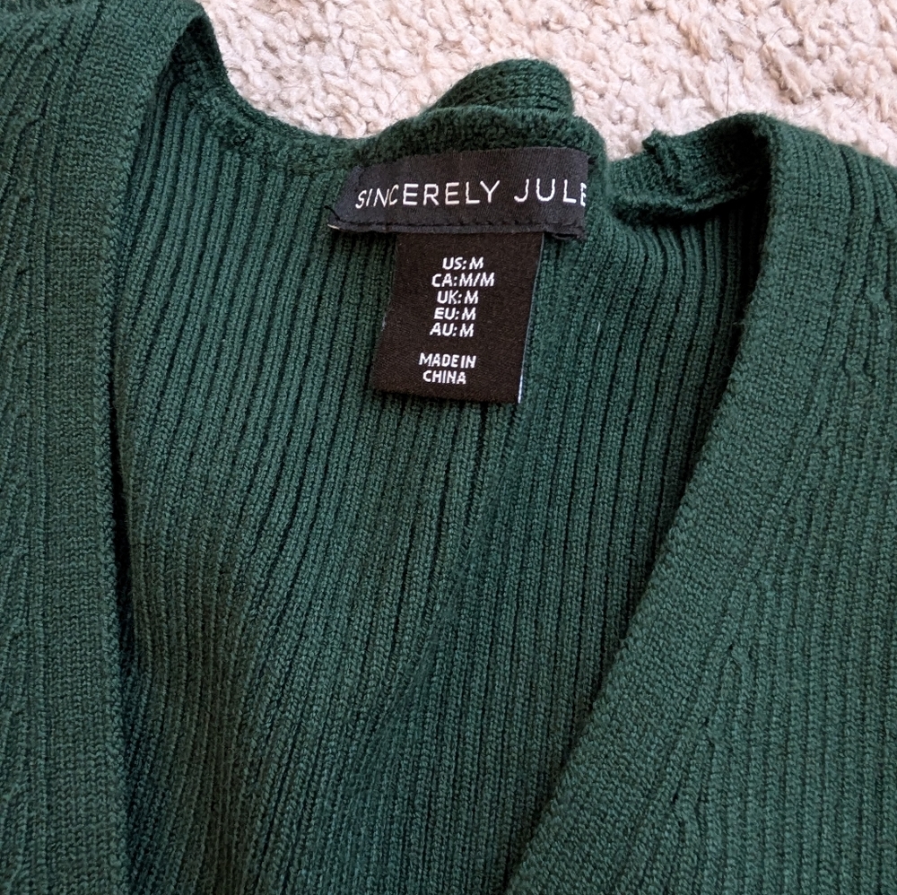 Sincerely Jules Women's Forest Green Cardigan Size M - Picture 2 of 9